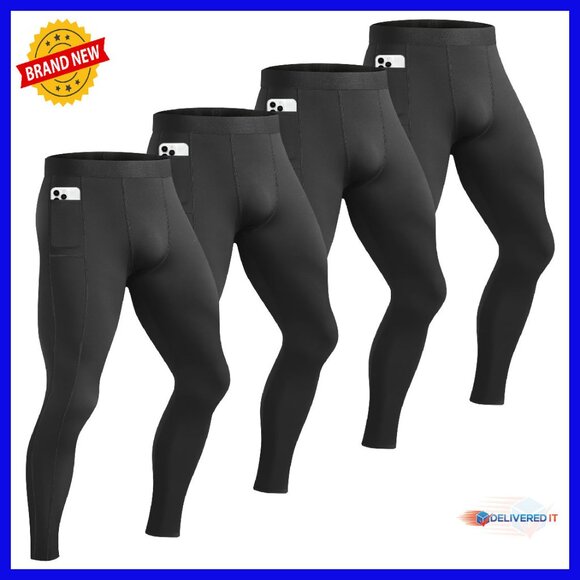 Men's Compression Pants with Pocket for Running Gym Workout Spandex Leggings
